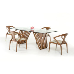 Modrest Draper Contemporary Walnut & Glass Dining Table