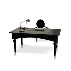 A&X Ambassador - Transitional Black Crocodile Lacquer Office Desk