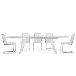 Modrest Harvey Modern Extendable Glass Dining Table