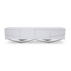 Modrest Duke - Modern White & Stainless Steel TV Stand
