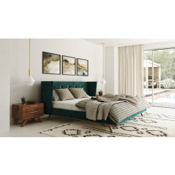 Nova Domus Durango Modern Green Fabric & Walnut Bed