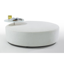 Divani Casa Modern White Fabric Ottoman and End Table