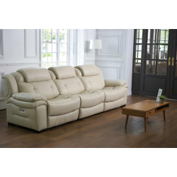 Divani Casa Samson Modern Ivory Leather Sofa w/ Electric Recliners
