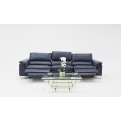 Divani Casa Maine Modern Blue Eco-Leather Sofa w/ Electric Recliners