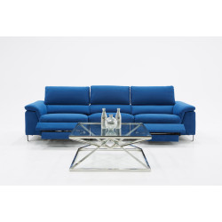 Divani Casa Maine Modern Blue Fabric Sofa w/ Electric Recliners