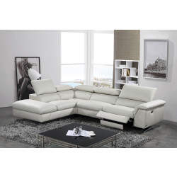 Divani Casa Maine - Modern Light Grey Eco-Leather Left Facing Sectional Sofa with Recliner