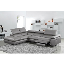Divani Casa Maine - Modern Dark Grey Eco-Leather Left Facing Sectional Sofa with Recliner
