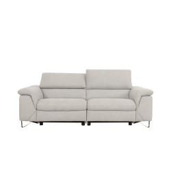 Divani Casa Maine - Modern Light Grey Fabric Sofa with 2 Electric Recliners