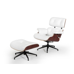 DONT ADD ONLINE Divani Casa Moser Modern White Leather Lounge Chair w/ Ottoman