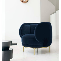 Divani Casa Eckley - Blue Velvet Accent Chair