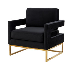 Modrest Edna - Modern Black Velvet & Gold Accent Chair