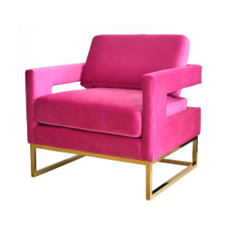 Modrest Edna - Pink Velvet + Gold Accent Chair