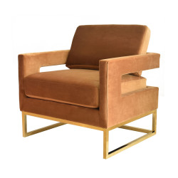 Modrest Edna - Camel Velvet + Gold Accent Chair