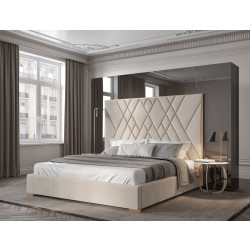 Modrest Eldora - Glam Beige Velvet and Brushed Brass Bed