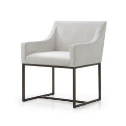 Modrest Elijah - Modern Beige & Copper Antique Brass Dining Chair