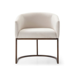 Modrest Elisa - Modern Beige Velvet & Brass Dining Chair