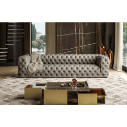 Coronelli Collezioni Ellington - Italian Grey Nubuck Leather 4-Seater Sofa