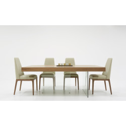 Modrest Encino Modern Walnut & Glass Dining Table