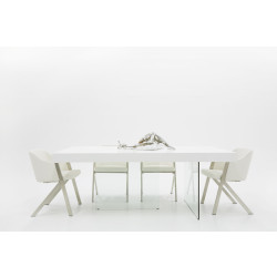 Modrest Encino Modern White & Glass Dining Table