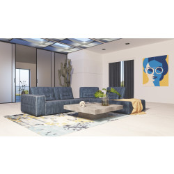 Accenti Italia Enjoy - Italian Modern Dark Blue Leather Right Facing Sectional Sofa