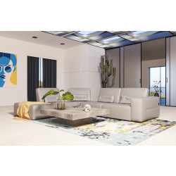 Accenti Italia Enjoy - Italian Modern Grey Leather Left Facing Sectional Sofa