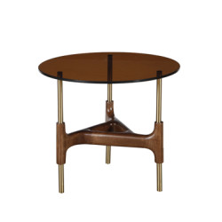 Modrest Lawson Modern Round Walnut & Glass End Table