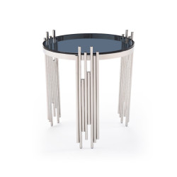 Modrest Totem Modern Stainless Steel & Smoked Glass End Table