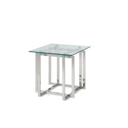 Modrest Valiant Modern Glass & Stainless Steel End Table