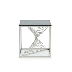 Modrest Trinity Modern Glass & Stainless Steel End Table