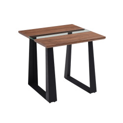 Modrest Corey Modern Walnut & Glass End Table