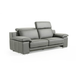 Estro Salotti Evergreen Modern Stone Grey Italian Leather Loveseat