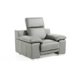 Estro Salotti Evergreen Modern Stone Grey Italian Leather Chair
