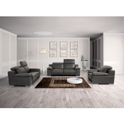 Estro Salotti Evergreen Modern Black Italian Leather Sofa Set