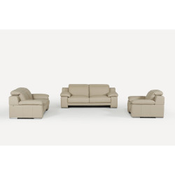 Estro Salotti Evergreen Italian Modern Taupe Leather Sofa Set