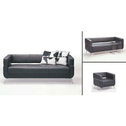 F51 Contemporary Black Leather Sofa Set