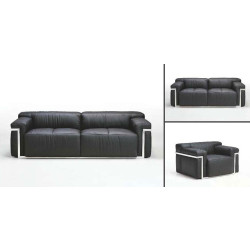 F58 Modern Black Sofa Set with SS trim