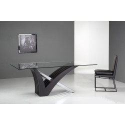 Modrest Cerium Modern Dark Oak and Glass Dining Table