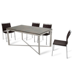 Modrest Santiago Modern Rectangular Wood Mosaic Dining Table