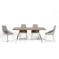 Modrest Stark Modern Walnut & Stainless Steel Dining Table