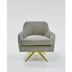 Divani Casa Abigail Modern Grey Velvet Swivel Accent Chair