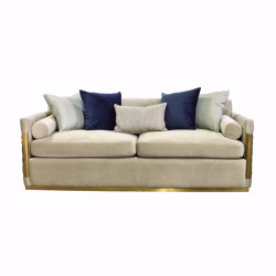 Divani Casa Tenaya Modern Beige Fabric & Gold Sofa