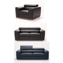 F57 Modern Black Leather Sofa Set