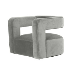 Modrest Fanny - Modern Swivel Grey Velvet Accent Chair