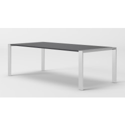 Modrest Fauna - Modern Elm Grey & Stainless Steel Chrome Dining Table