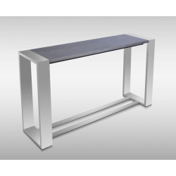 Modrest Fauna - Modern Grey Elm & Stainless Steel Console Table