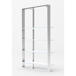 Modrest Fauna - Modern White High Gloss & Stainless Steel Bookshelf