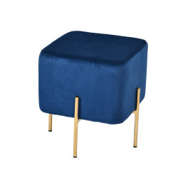 Modrest Daphne Modern Blue Velvet & Gold Ottoman