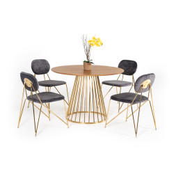 Modrest Holly Modern Ash & Gold Round Dining Table