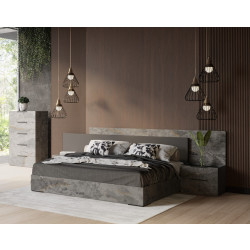 Nova Domus Ferrara - Modern Volcano Oxide Grey Bed + Nightstands	