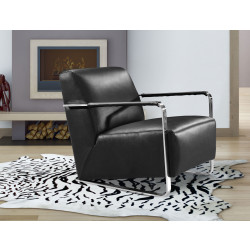 Divani Casa Bison Modern Black Leather Lounge Chair